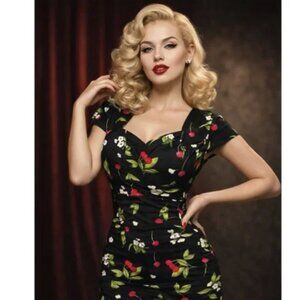 Cotton Pinup Cherry Dress Sz M